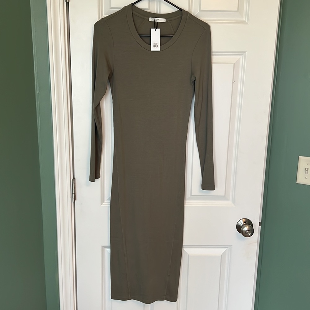 NWT - Stateside Asymmetric Seam long sleeve midi dress